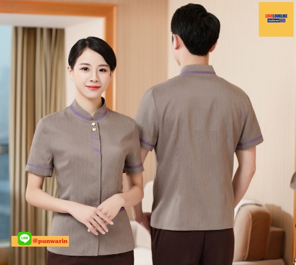 เสื้อพนักงานโรงแรม เสื้อแม่บ้าน เสื้อพ่อบ้าน เบลล์ สีภาพ L-6XL D6205001 เสื้อตัวเดียว