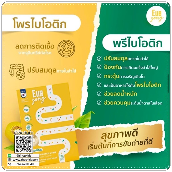 อื๊อยองไฟเบอร์ EU Yong Probiotics&Fiber ไฟเบอร์น้ำชา