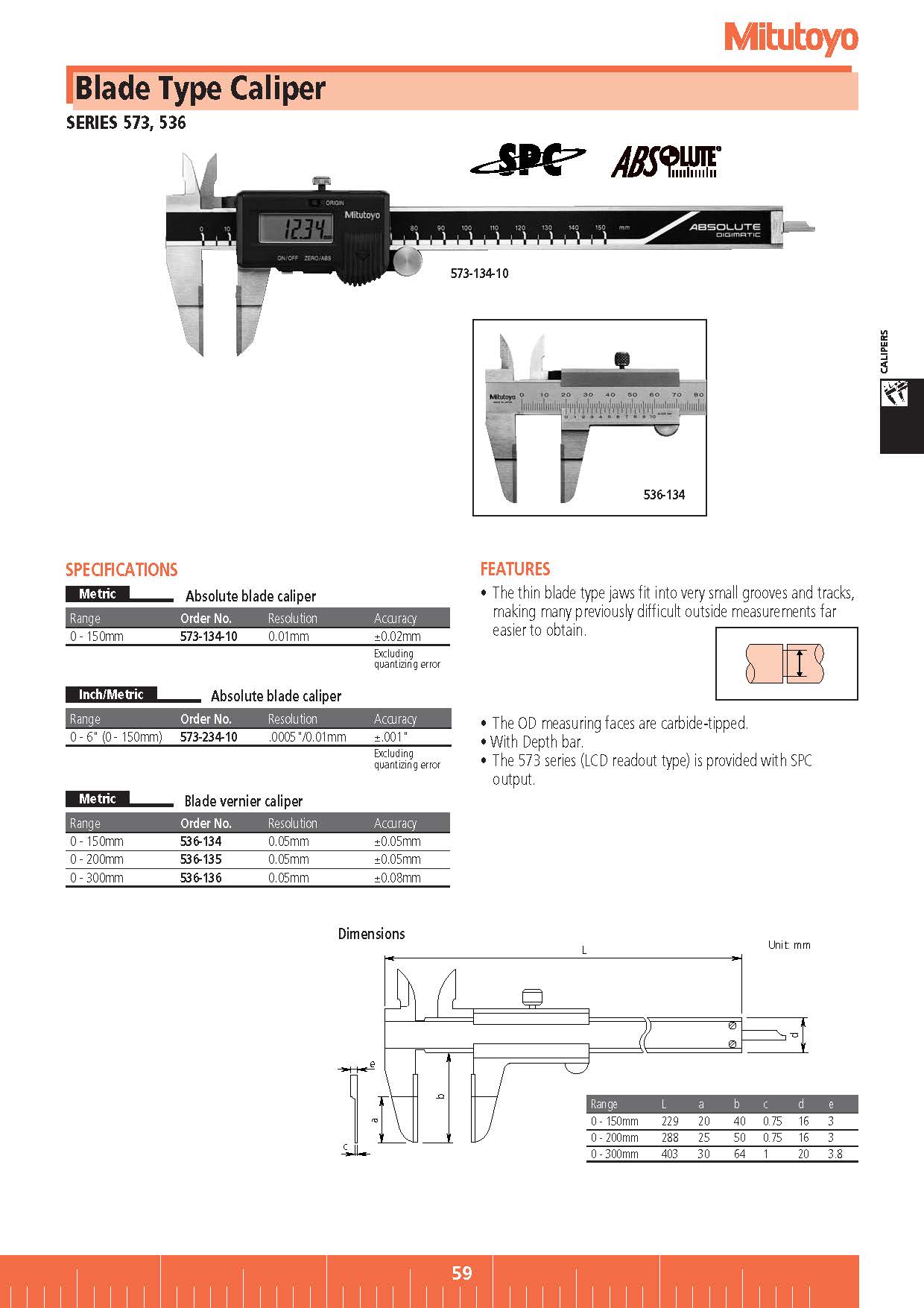 Blade Type Caliper SERIES 573, 536