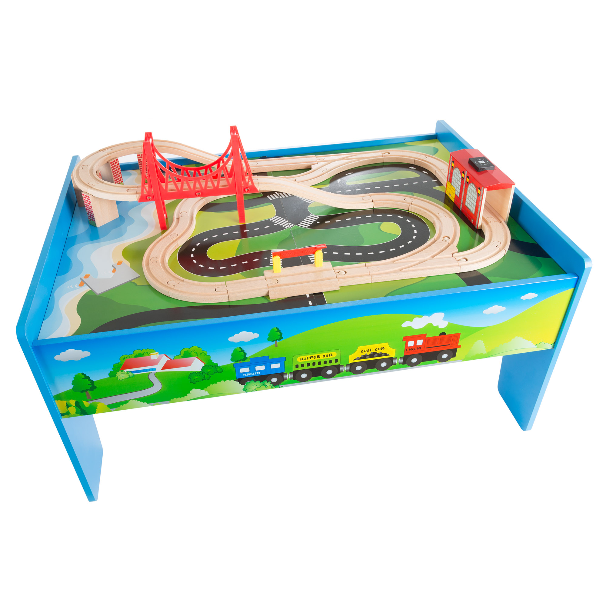 ใหม่ล่าสุด💥 ชุดกิจกรรมโต๊ะรถไฟ ทำจากวัสดุไม้ Hey! Play! Wooden Train Set & Table for Kids - Complete Set ครบชุด 75 ชิ้น ราคา 5990 บาท นำเข้าอเมริกา