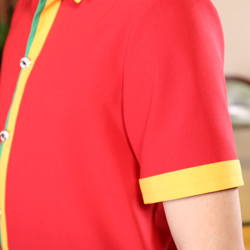 เสื้อพนักงานต้อนรับ เสื้อพนักงานเสริฟ เสื้อพนักงานโรงแรม เสื้อพนักงานร้านอาหาร ดำ แดง L-3XL F6307009 เสื้อ+ ผ้ากันเปื้อนตามรูป