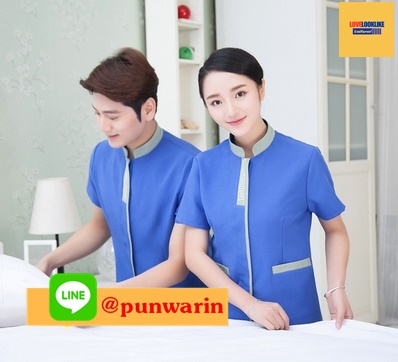 ชุดพนักงานทำความสะอาดแขนสั้นโรงแรม รีสอร์ทร้านอาหาร ฟ้า เขียว แดง L-4XL D6209005 ตัว