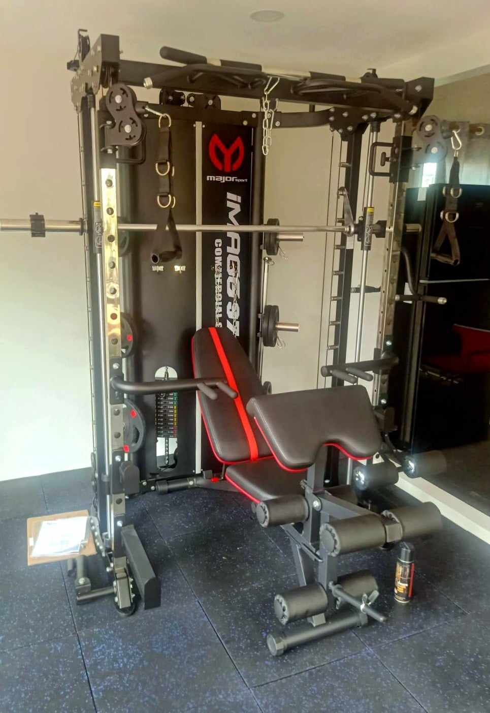 Smith Machine IMAGG 97 + ม้านั่ง819A + แผ่นน้ำหนัก50kg, สมิทแมชชีน