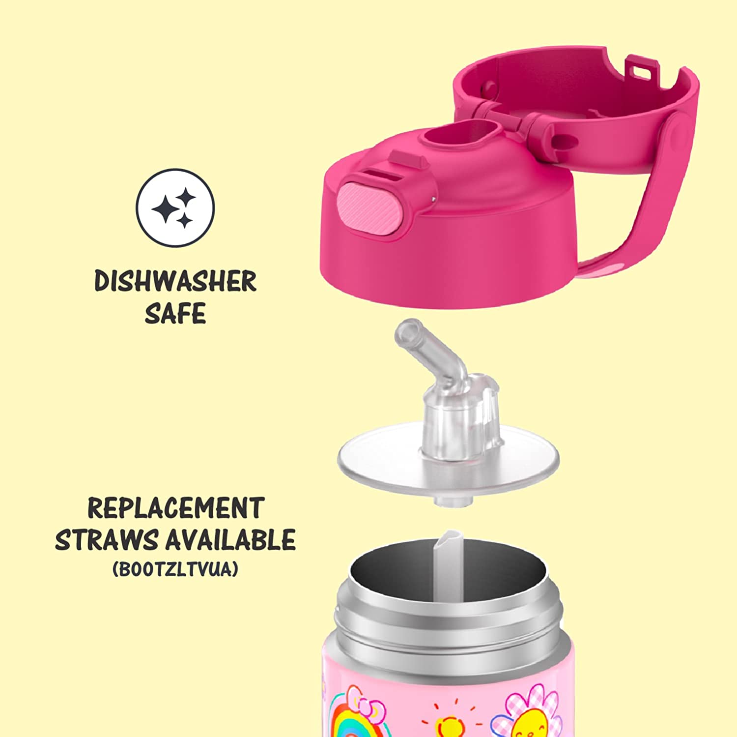 THERMOS FUNTAINER 12 Ounce Stainless Steel Vacuum Insulated Kids Straw Bottle, Hello Kitty ราคา 990 - บาท