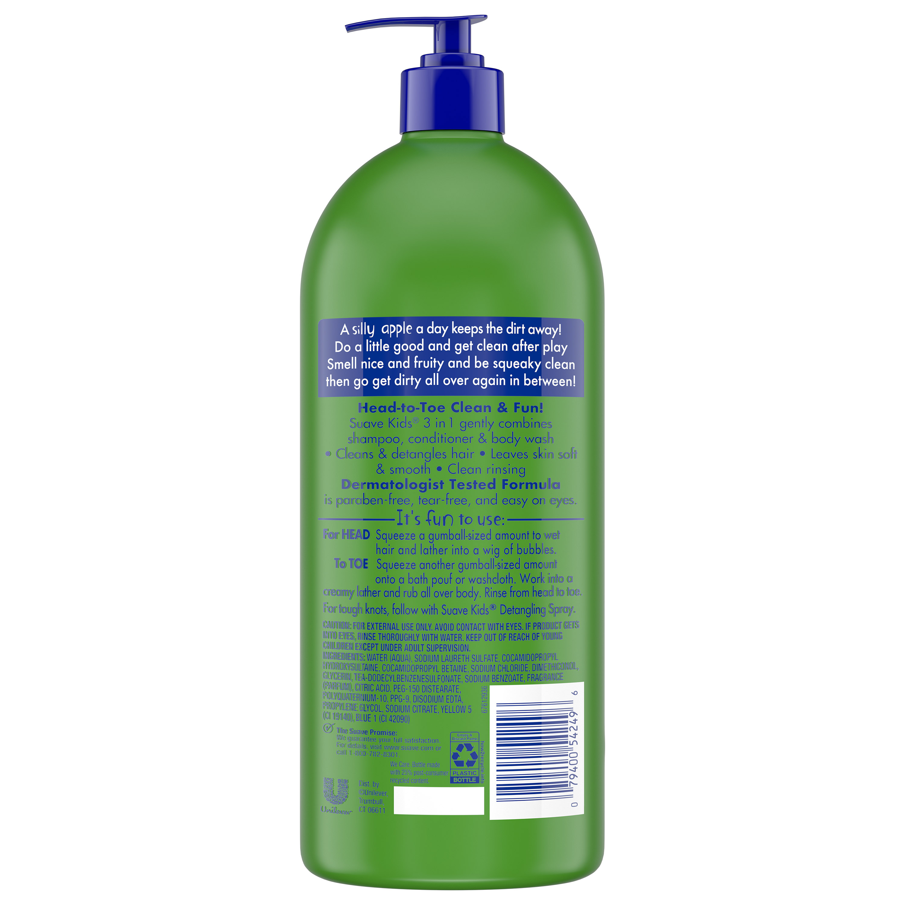 Suave Kids Apple 3in1 Shampoo + Conditioner + Bodywash - 40 fl oz