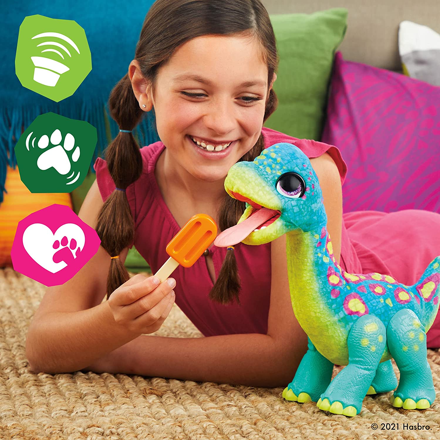 ไดโนเสาร์กินไอติมFurReal Snackin 'Sam The Bronto Interactive Animatronic Plush Toy, 40+