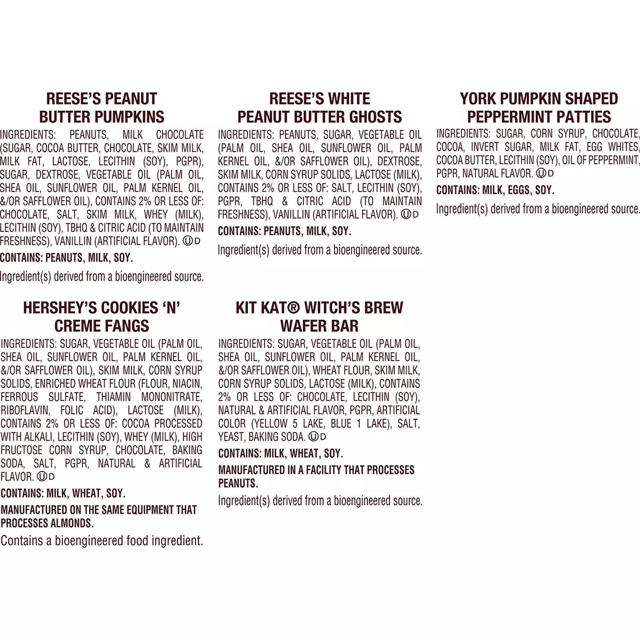 นำเข้า🇺🇸 ช๊อคโกแลตฮาโลวีนถุงใหญ่ Hershey Chocolate and Creme Assortment Snack Size Candy, (53.7 Ounce, 105 ชิ้น) , ราคา 1,390 บาท