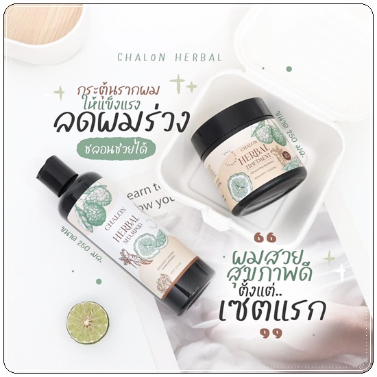 แชมพูมะกรูดชลอน Chalon Herbal Shampoo (แถมฟรี ทรีทเม้นชลอน)