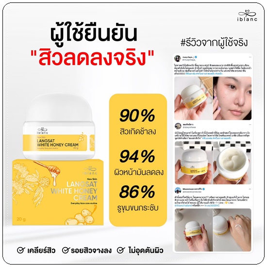 ครีมลางสาด ลดสิว iblanc Langsat White Honey Cream