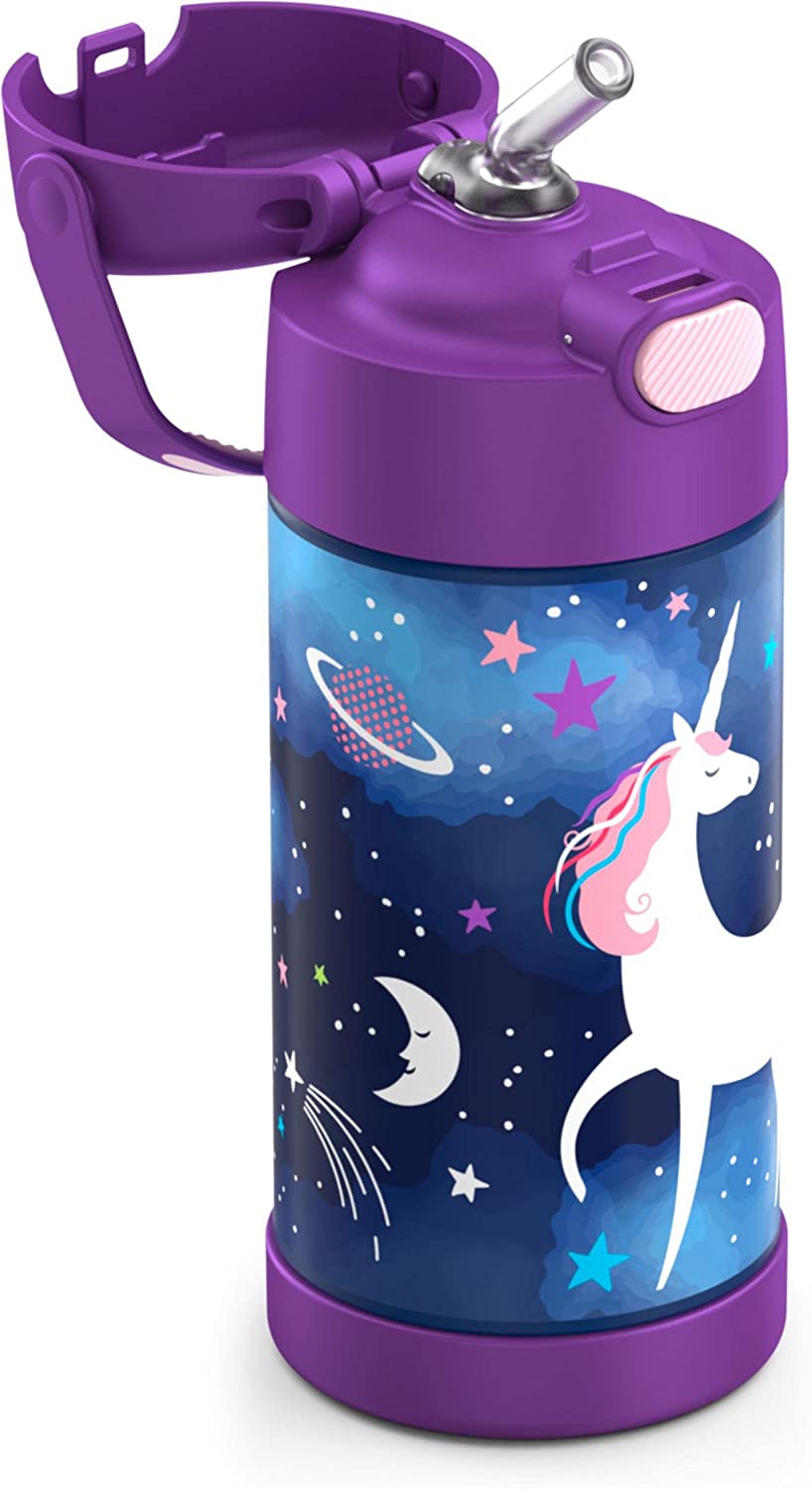 กระติกดูดน้ำแตนเลสหุ้มฉนวนสุญญากาศยี่ห้อ Thermos ของแท้ขนาด 12 ออนซ์ ลาย Space Unicorn ราคา 990 - บาท