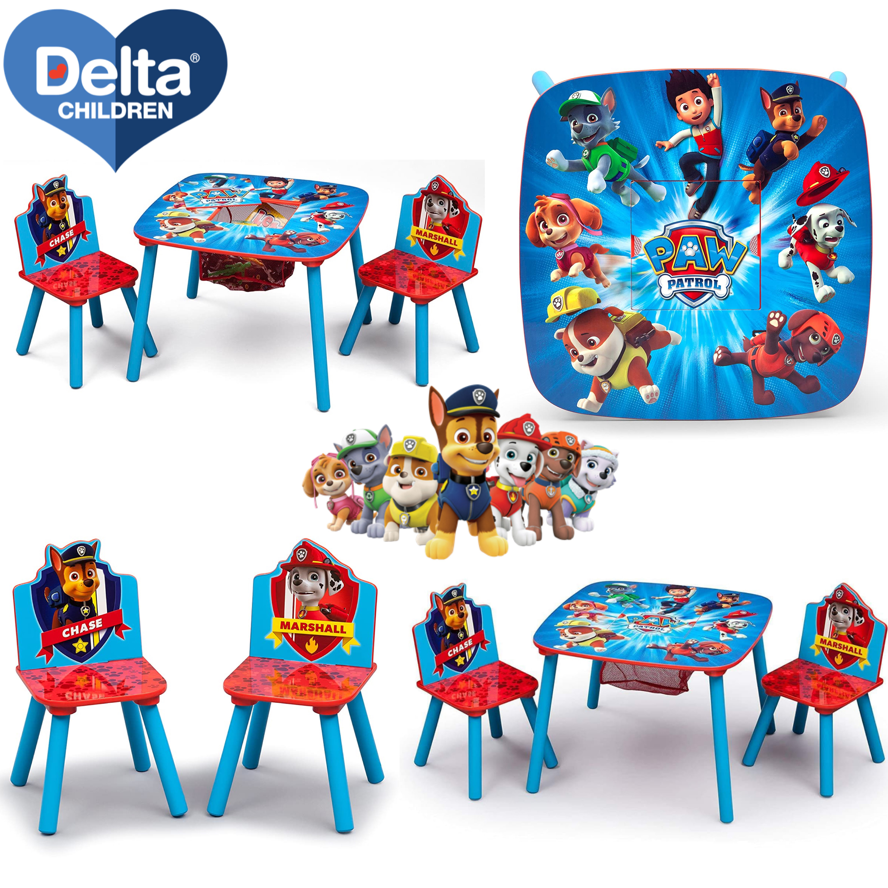 โต๊ะเขียนหนังสือ โต๊ะทำการบ้าน พาวแพทโทรว Delta Children Kids Table and Chair Set With Storage (2 Chairs Included) - Ideal for Arts & Crafts, Snack Time, Homeschooling, Homework & More, Nick Jr. PAW Patrol ราคา 3990