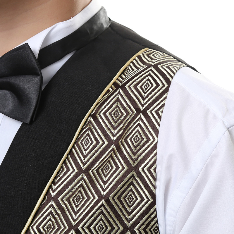 N6205008 ชุดพนักงานไนท์คลับ,Night wear,Tooling Bar Waiter,ชุดพนักงานบาร์,ชุดพนักงานโรงหนัง,ชุดพนักงานโรงละคร คาซิโน สีภาพ L-3XL N6205008 เสื้อกั๊กตัวเดียว
