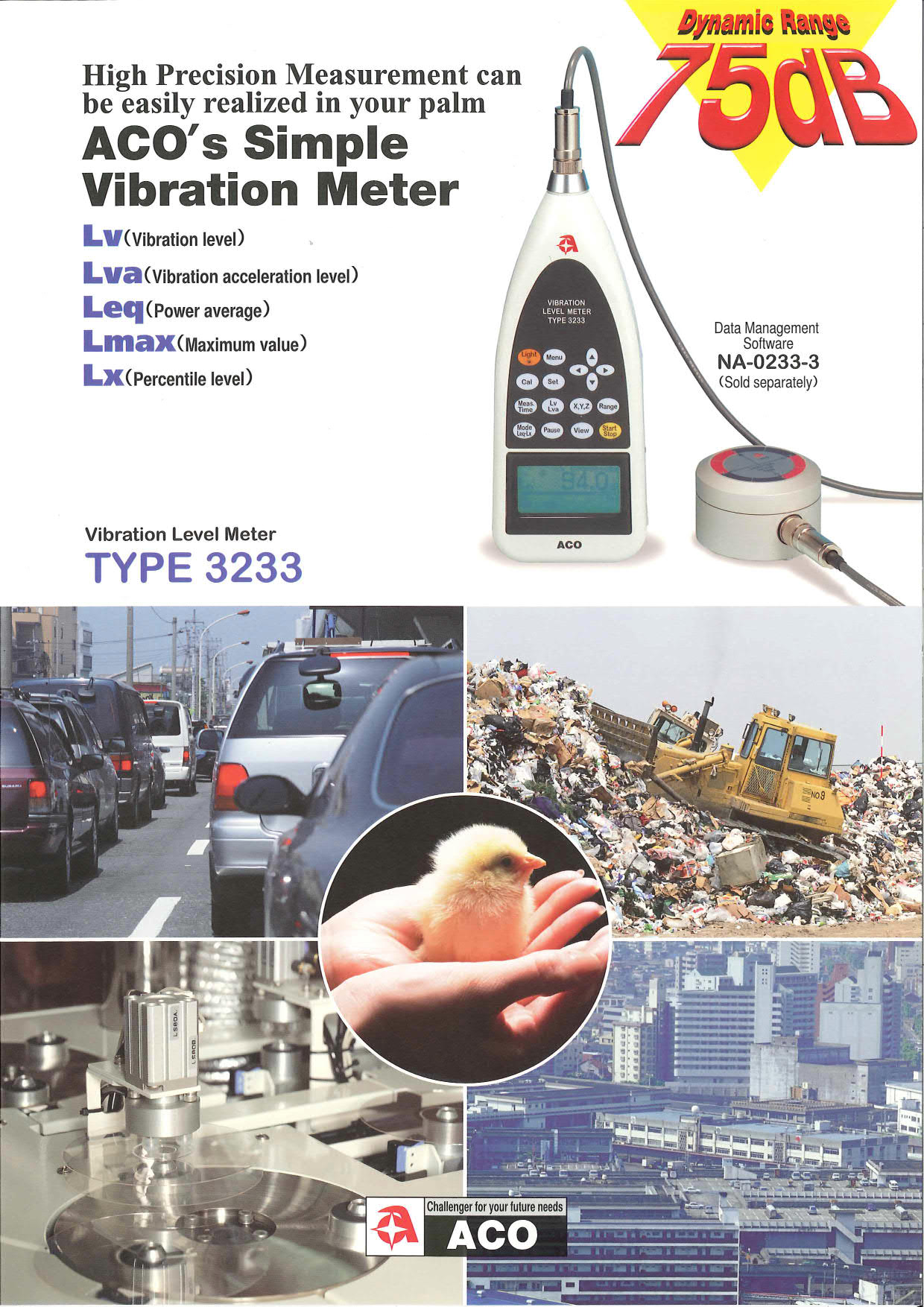 Aco รุ่น TYPE 3233(dB) เครื่องวัดแรงสั่นสะเทือนแบบดิจิตอล /Vibration Level Meter TYPE 3233