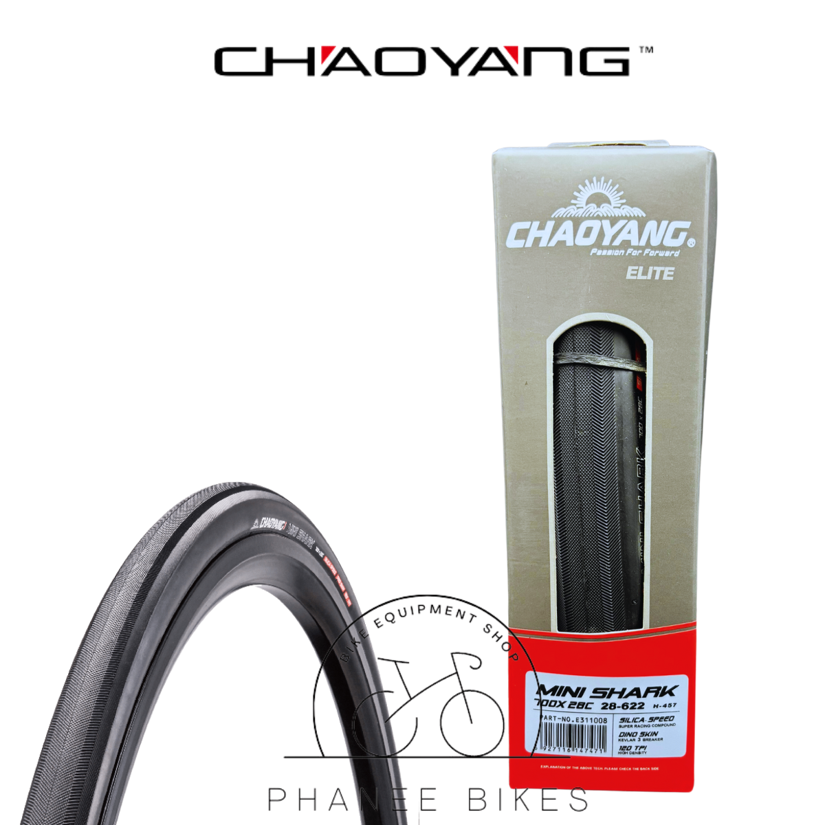 ยางจักรยาน ขอบพับ Chaoyang H-457 MINI SHARK 120TPI ขนาด 700×28C