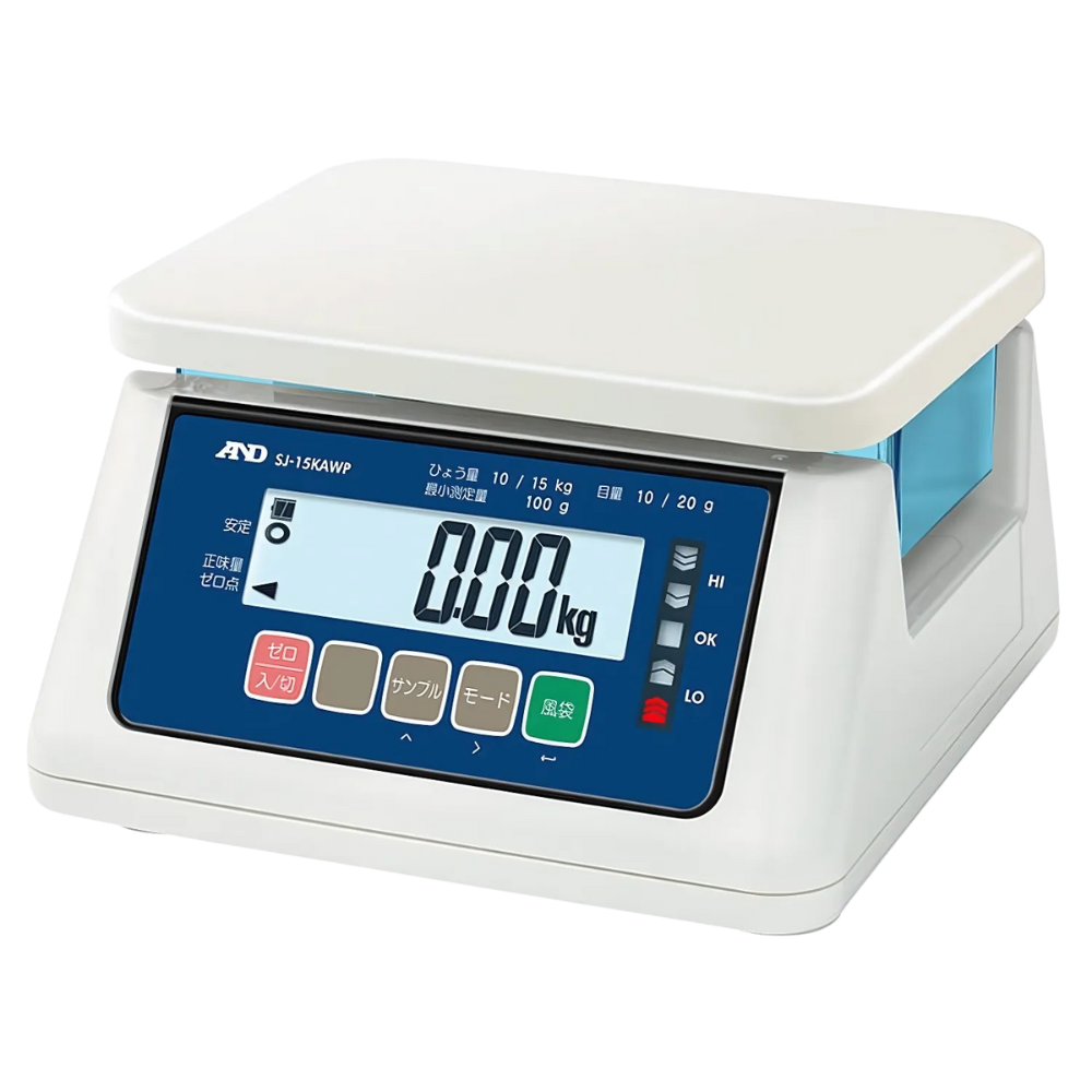 A&D รหัส SJ-6000AWP เครื่องชั่งน้ำหนักดิจิตอลแบบกันน้ำมาตรฐานIP67,Dustproof and waterproof top-pan electronic scale,weighing pan: 230(W)×190(D)mm ,capacity: 6000g/5g