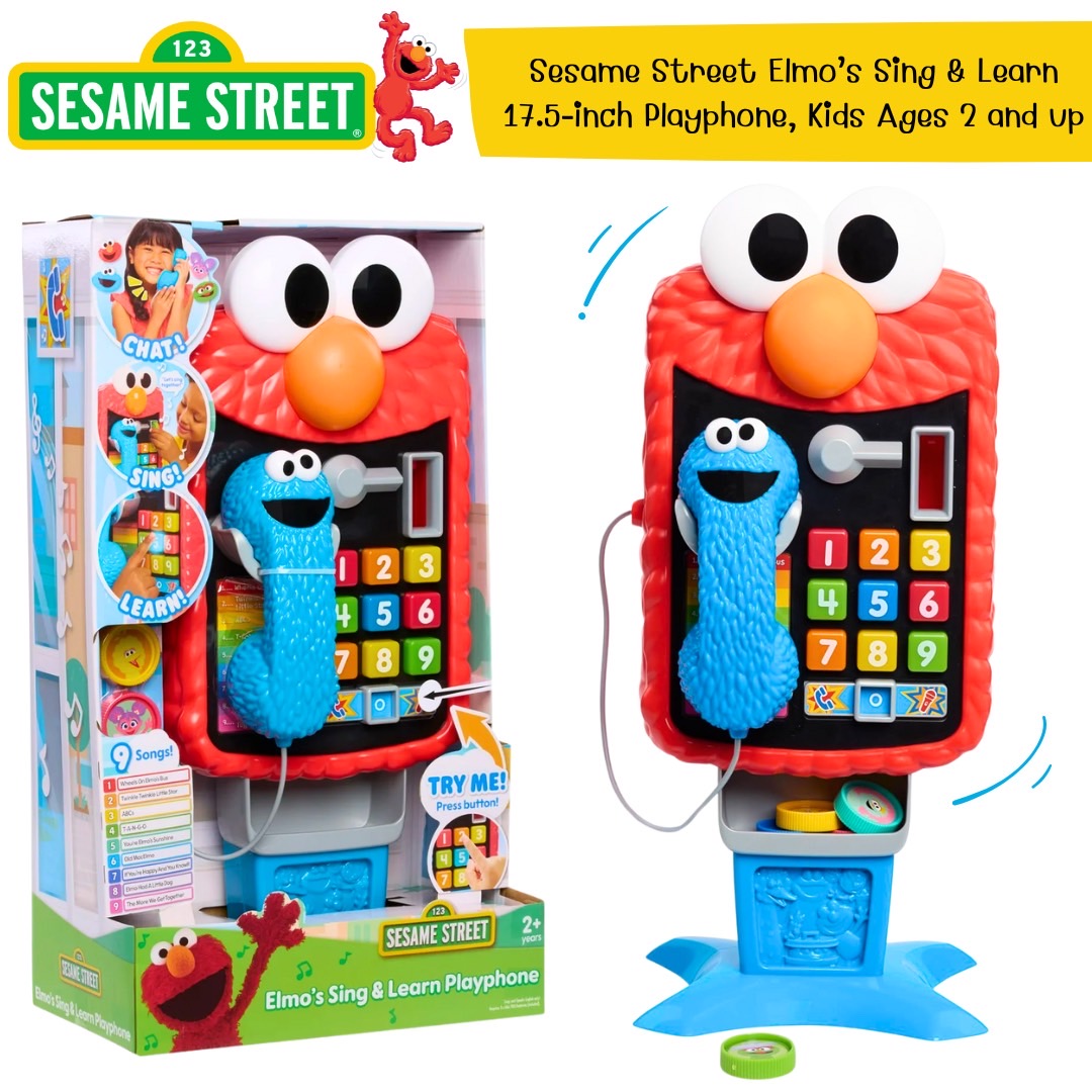 นำเข้า 🇺🇸 📱🎶 Sesame Street Elmo’s Sing & Learn 17.5-inch Playphone โทรศัพท์ของเล่น Elmo ราคา 1,990 บาท