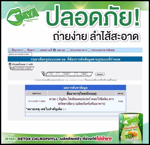 คายะ คลอโรฟิลล์ กรีนที ดีท็อกซ์ KAYA Chlorophyllin Green Tea