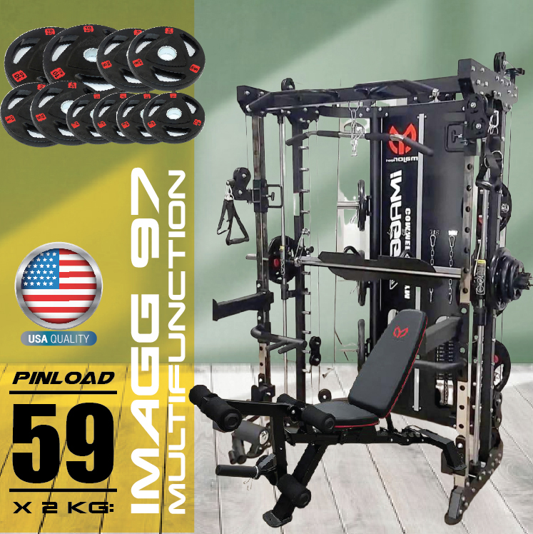 Smith Machine IMAGG 97 + ม้านั่ง819A + แผ่นน้ำหนัก50kg, สมิทแมชชีน