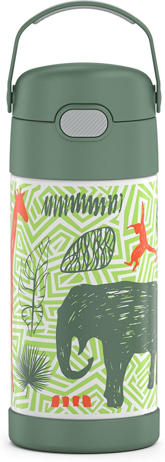 กระติกดูดน้ำแตนเลสหุ้มฉนวนสุญญากาศยี่ห้อ Thermos ของแท้ขนาด 12 ออนซ์ ลาย Jungle Kingdom ราคา 990 - บาท