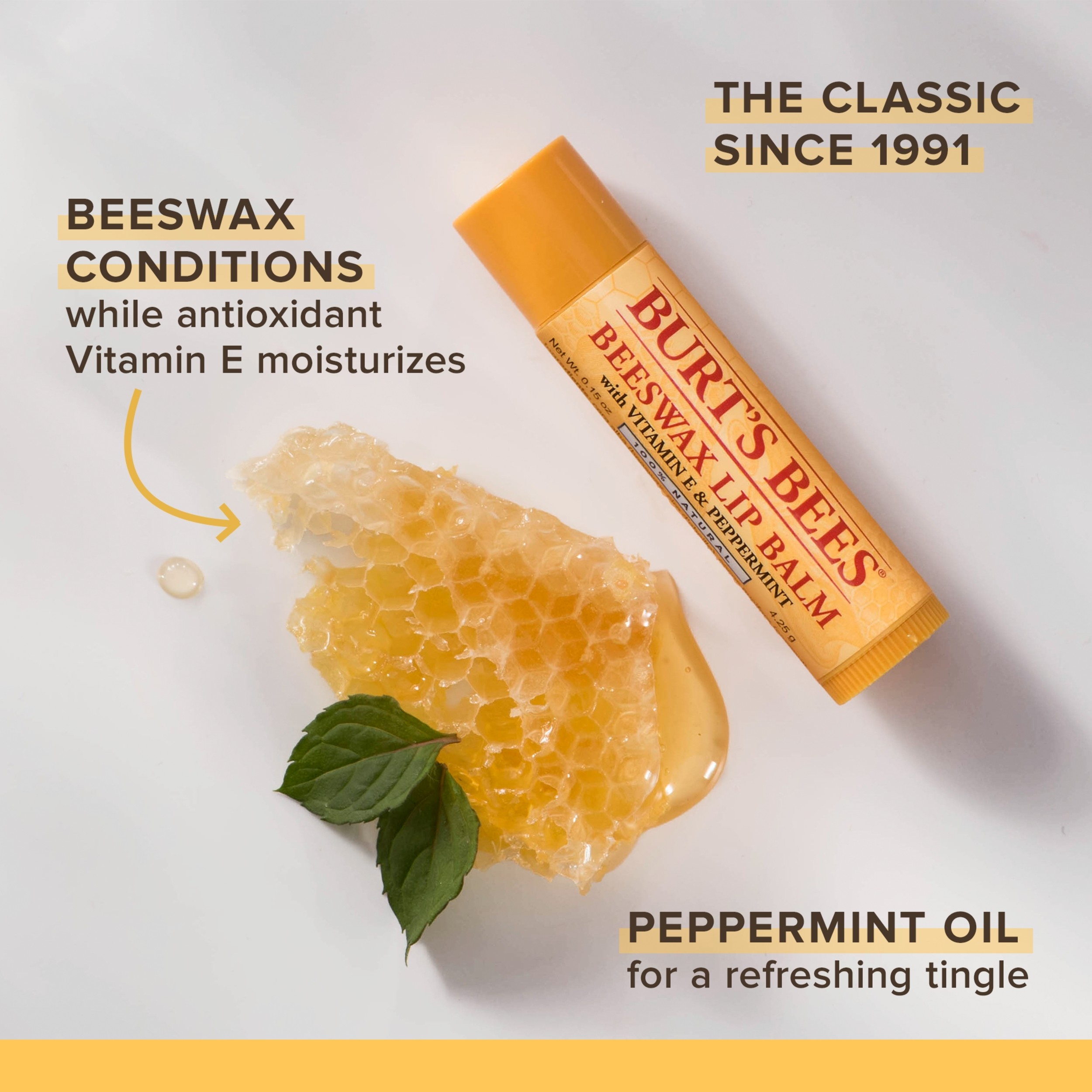 แพค4 แท่งสุดคุ้ม Burt’s Bees Lip Balm ราคา 450 บาท BEESWAX LIP BALM ผลิตภัณฑ์ที่มีชื่อเสียงที่สุดของเบิร์ตส์ บีส์