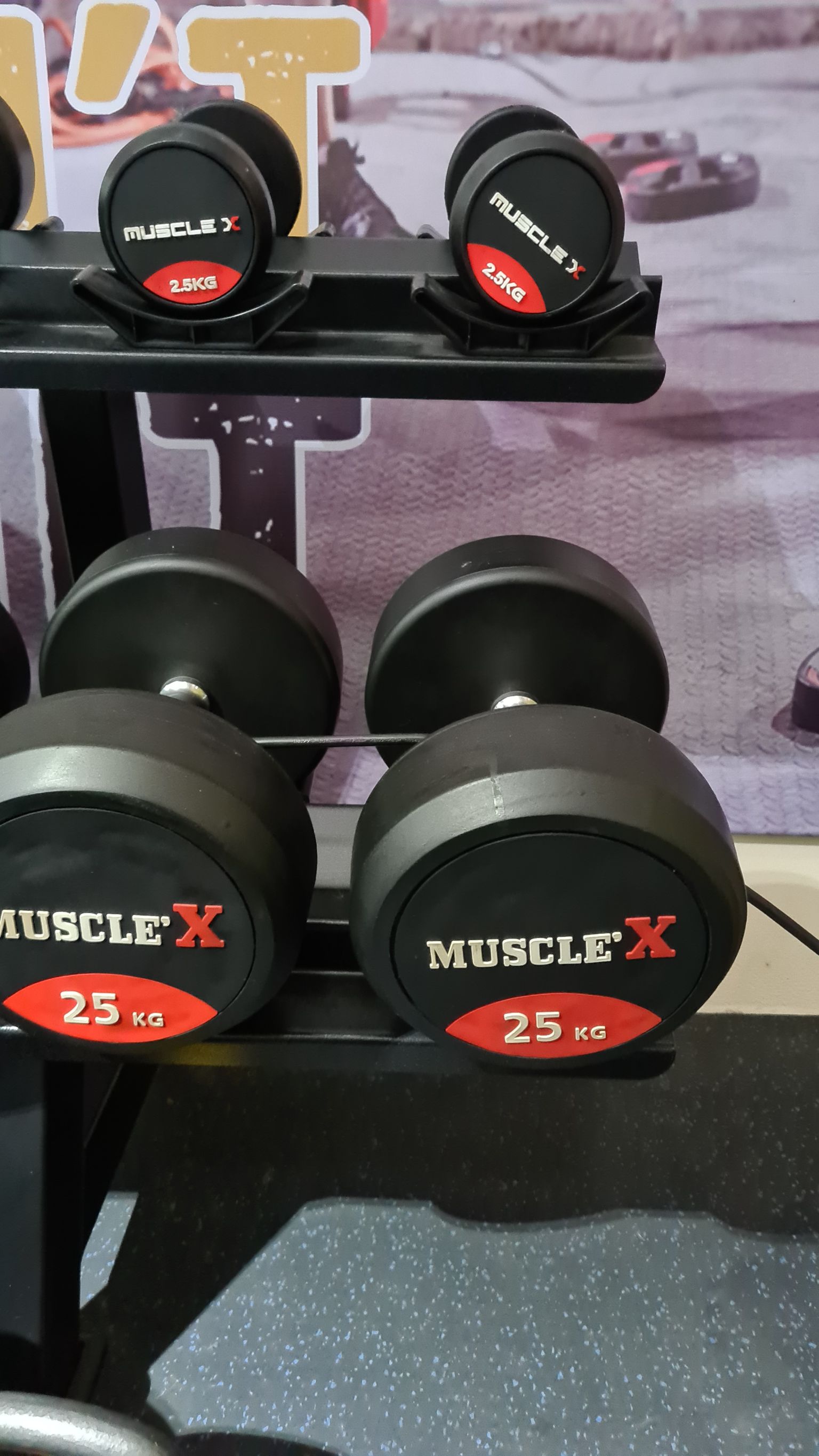 ดัมเบลหุ้มยาง พร้อมชั้นวาง 10 คู่ 2.5-25kg Muscle