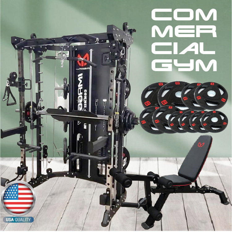Smith Machine IMAGG 97 + ม้านั่ง819A + แผ่นน้ำหนัก50kg, สมิทแมชชีน