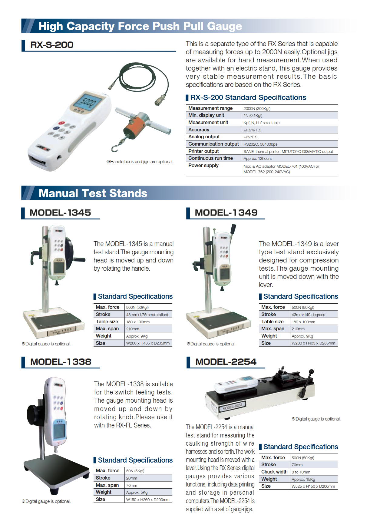 Aikoh รุ่นM-1345แท่นทดสอบแรงดึงแรงกดแนวตั้ง,Vertical Type Manual Test Stand