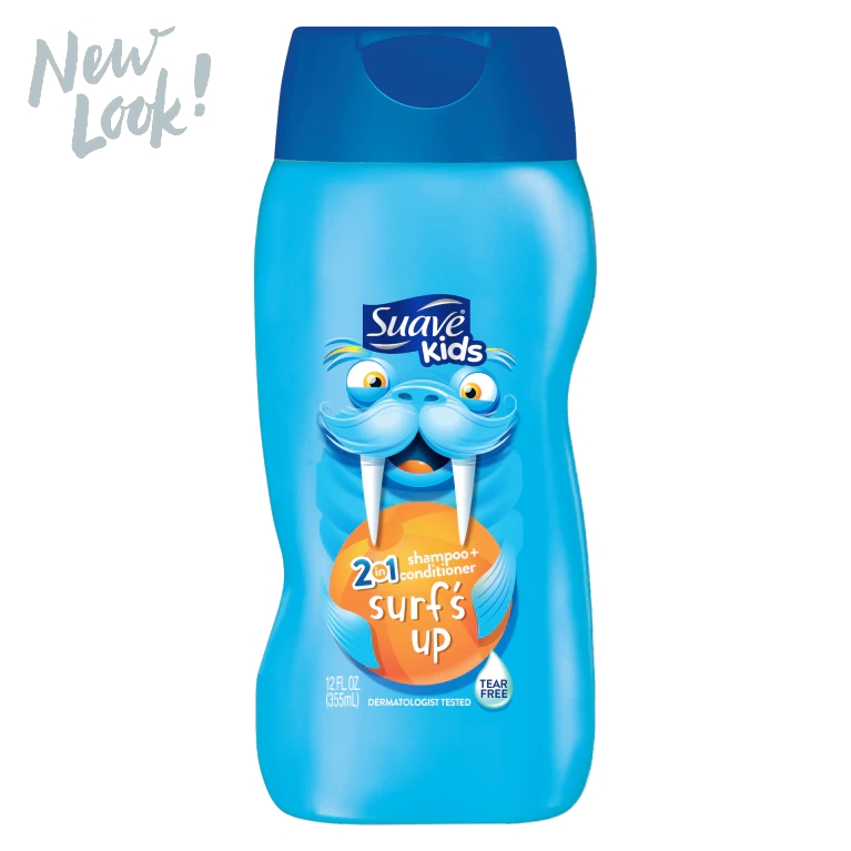 แชมพูและครีมนวด Suave 2 in 1 Shampoo and Conditioner For Gentle Cleaning and Detangling Surf's Up Tear-Free and Dermatologist-Tested 12 oz