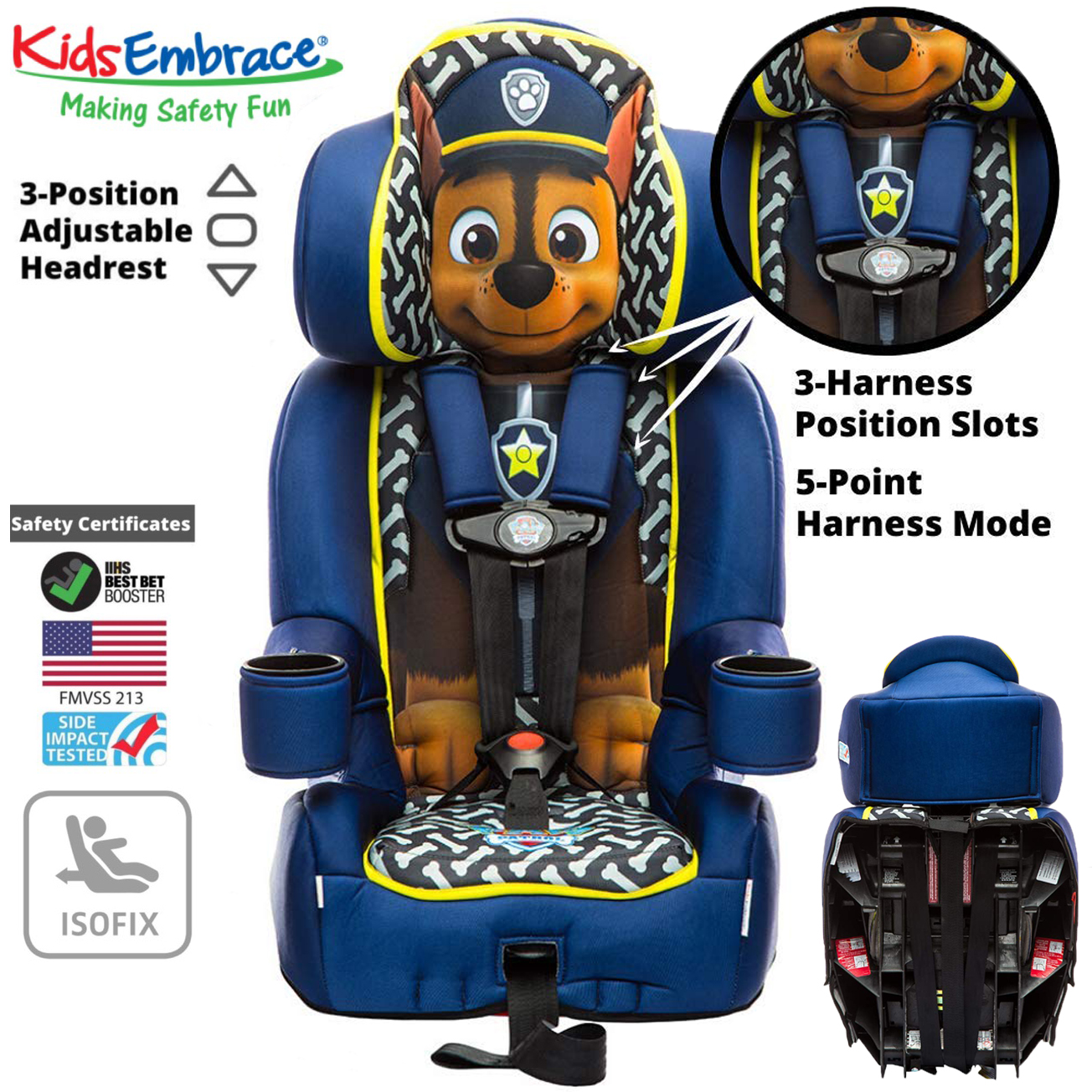 คาร์ซีทสำหรับเด็กโต ลาย เชส พาวเพโทร ใช้ได้ตั้งแต่1ขวบถึง12ขวบ KidsEmbrace Nickelodeon Paw Patrol Chase Combination Harness Booster Car Seat ราคา 14,500 บาท