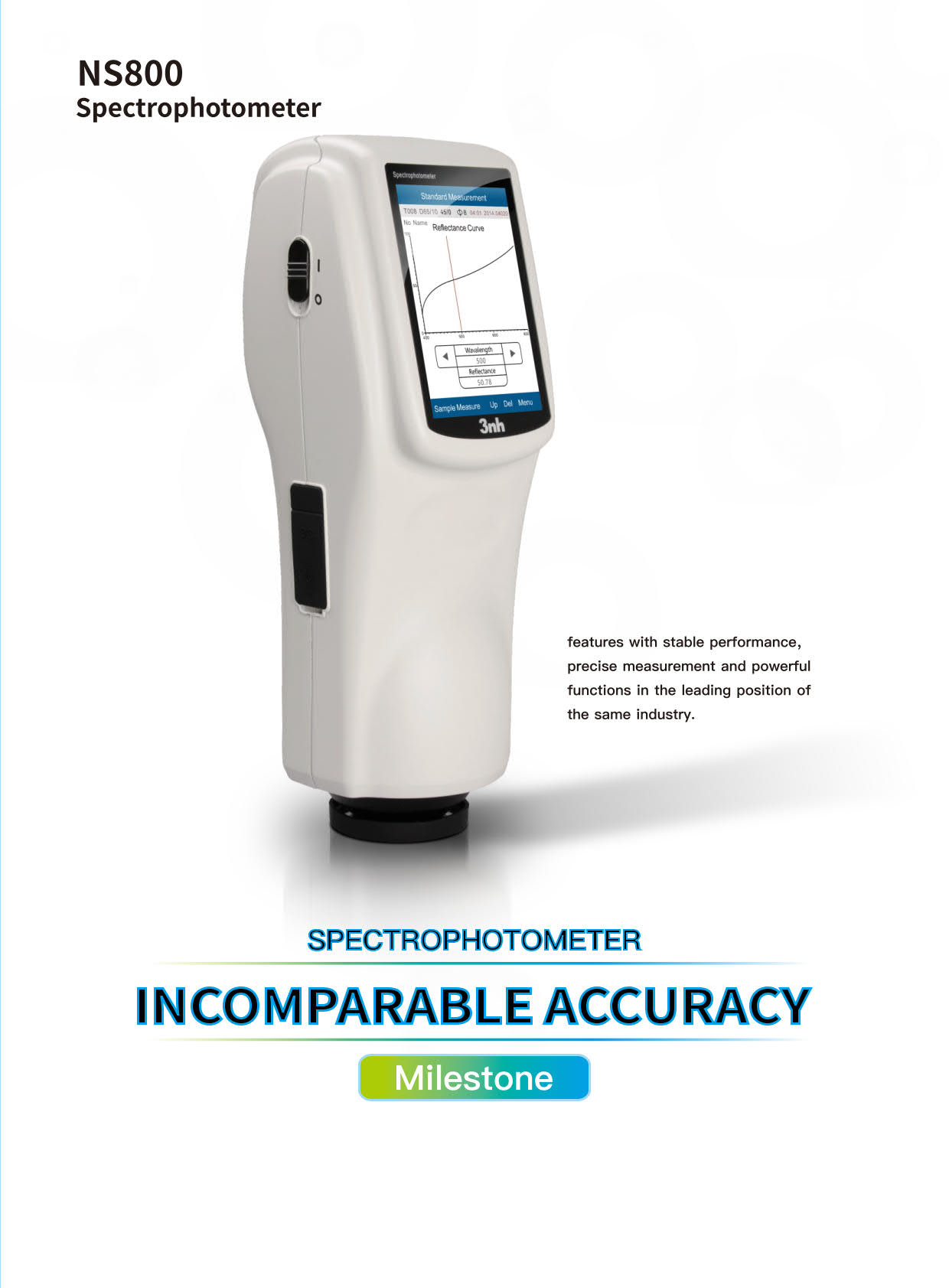 3nh รุ่นNS-800เครื่องวัดสีแบบสเปกโตรโฟโตรมิเตอร์Wavelength Range400～700nm