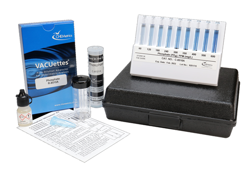 CHEMets รหัสสินค้าK-8510Bชุดทดสอบคุณภาพน้ำค่าฟอสเฟต,Phosphate Visual Kit,Meas.range:0～120&0～1200ppm