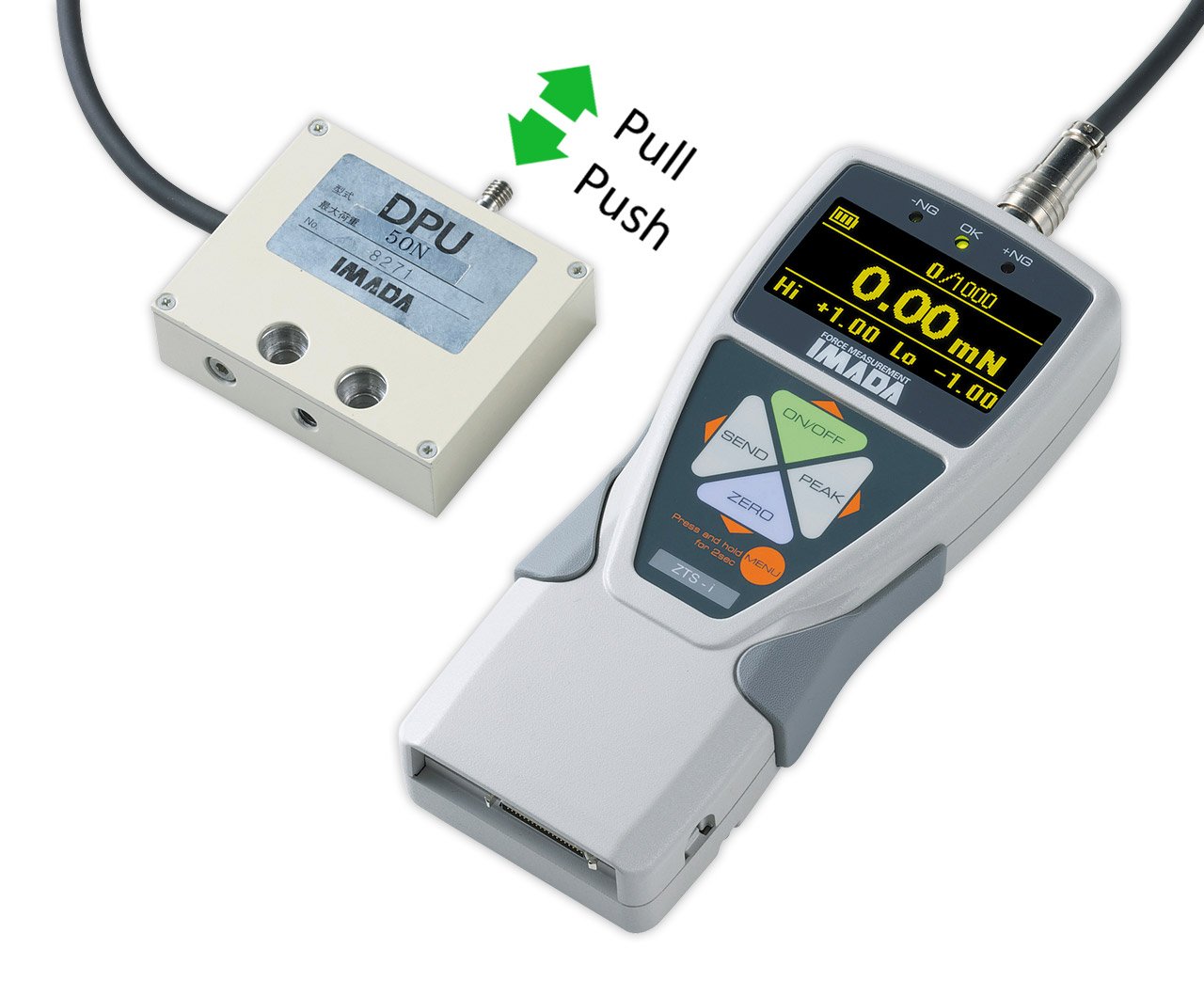 Imada รหัสรุ่นDPU-50Nเซนเซอร์แบบรีโมทสำหรับเครื่องวัดแรงดึงแรงผลัก,Tension/compression load cell,Max.load:50N