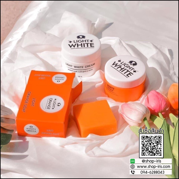 ไลท์ ไวท์ บอดี้ ครีม Light White Body Cream (แถมฟรีสบู่ส้มวิตซี 1 ก้อน)