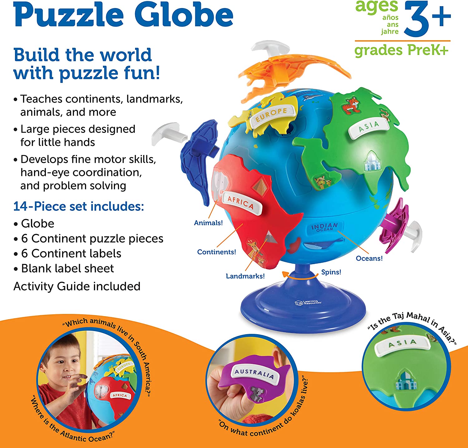 จิ๊กซอว์ลูกโลกLearning Resources Puzzle Globe - 14 Pieces, Ages 3+ ราคา : 1,750 บาท