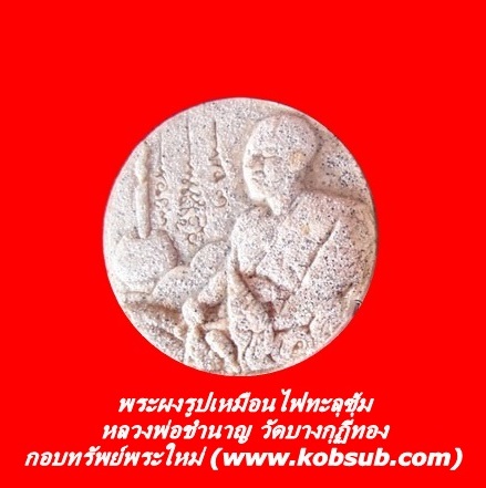พระผงรูปเหมือนไฟทะลุซุ้มหลังเหรียญโภคทรัพย์ หลวงพ่อชำนาญ วัดบางกุฏีทอง