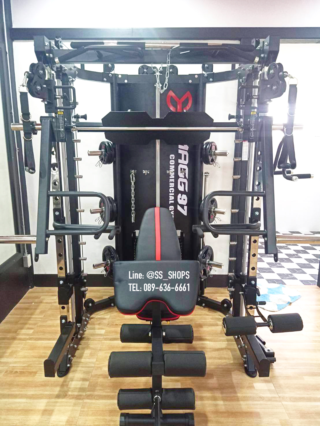Smith Machine IMAGG 97 + ม้านั่ง819A + แผ่นน้ำหนัก50kg, สมิทแมชชีน