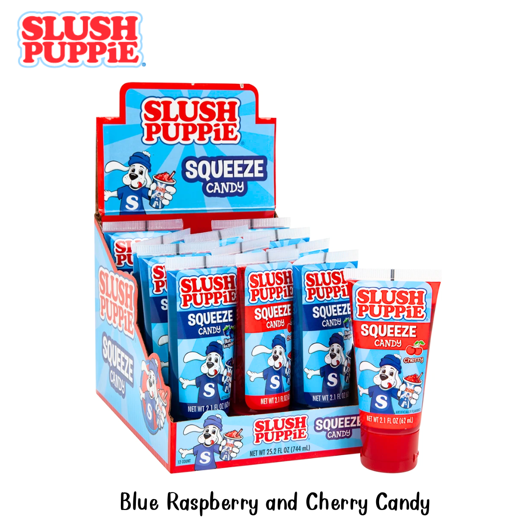 นำเข้า 🇺🇸 เติมความสนุกให้วันของคุณ🍭 Slush Puppie Squeeze Candy -รสชาติสุดฟินในหลอดบีบ ขนาด 2.1 ออนซ์ ราคา 320/ หลอด 🍒