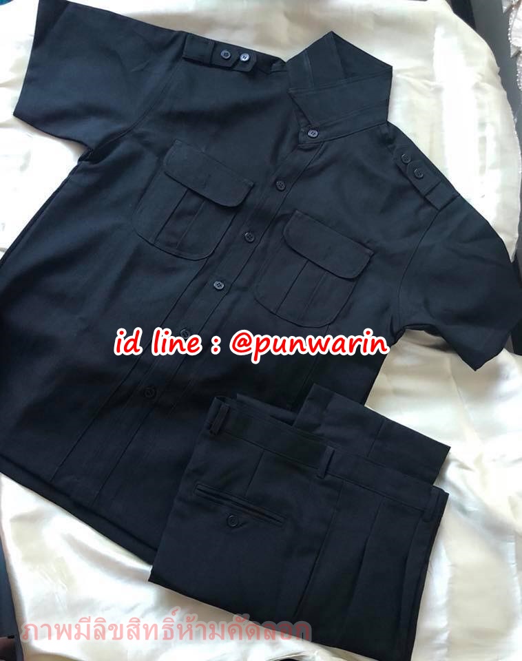 K6109001 ชุดซาฟารีชายสีดำ สีกรมท่า คุณภาพดีเกรดเอ พร้อมส่ง ดำ กรมท่า S M L XL XXL K6109001 ชุด