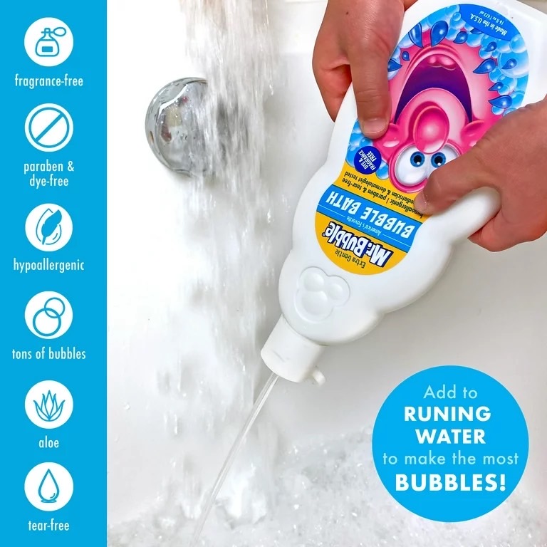 Made in USA 🇺🇸 สบู่ทำฟอง สูตรผิวแพ้ง่าย Mr. Bubble Extra Gentle Fragrance Free Bubble Bath for Children, 16 fl oz