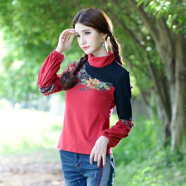 UM5812002 เสื้อยืดเกาหลี แขนยาวคอเต๋าสูง สไตร์โมฮีเมียน M-3XL (พรีออเดอร์) รอ 2-3 อาทิตย์หลังโอน UM5812002 ตัว