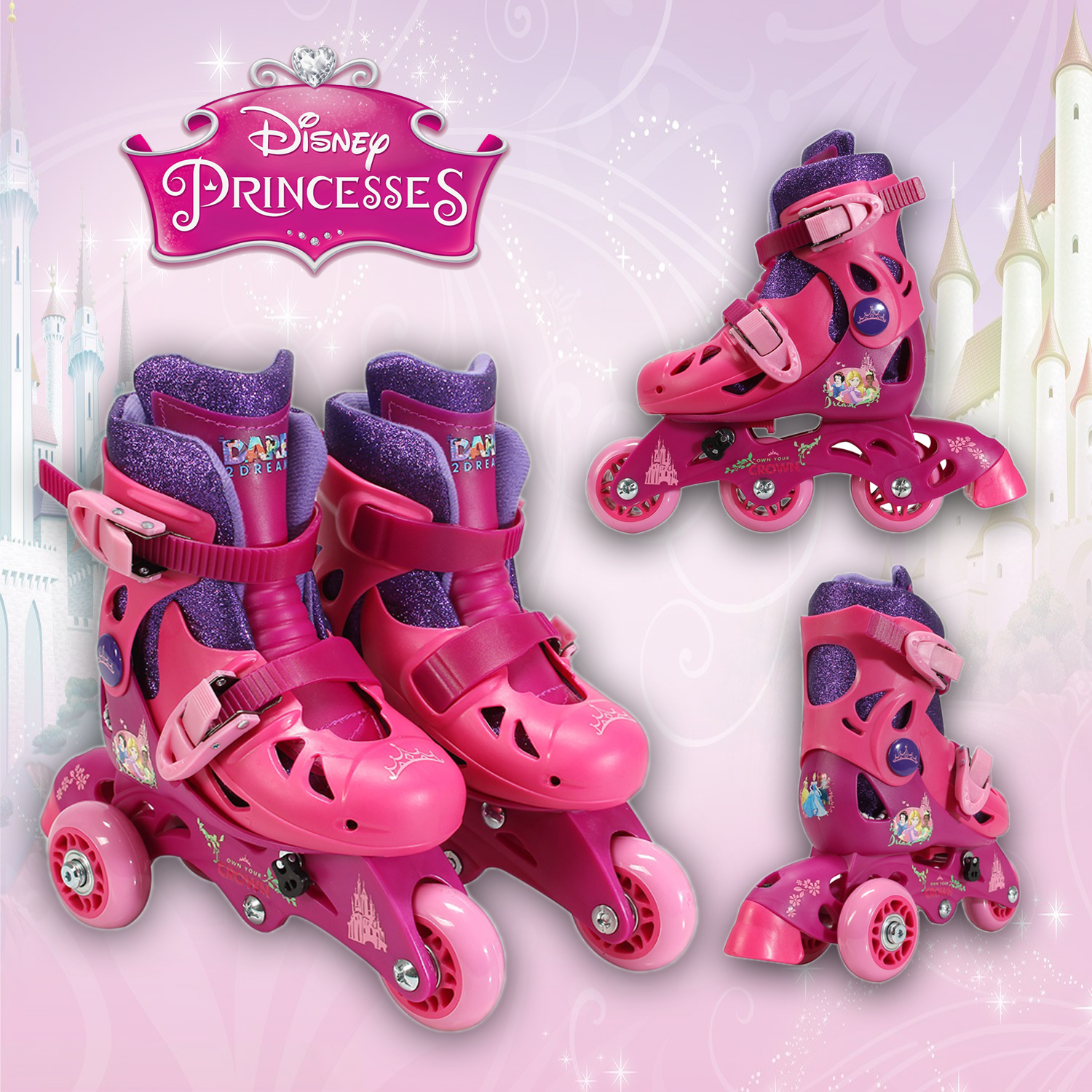 รองเท้า โรลเลอร์เบลด Disney Princess Glitter Convertible Roller Skates by PlayWheels™ ราคา 2,390 บาท