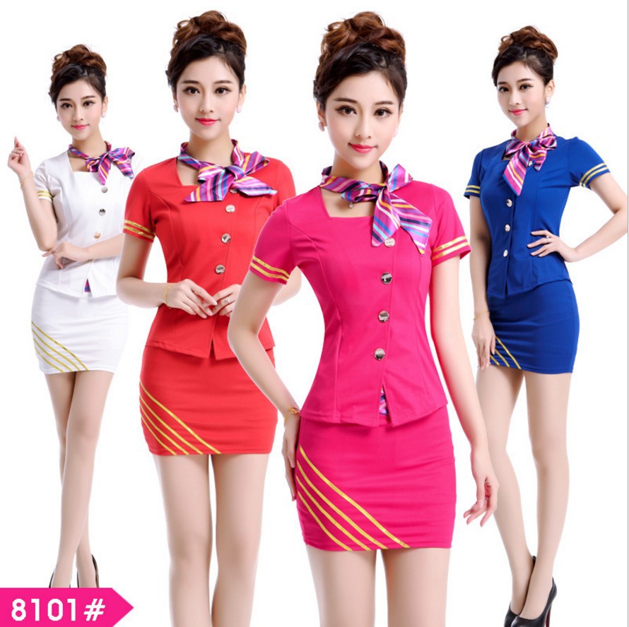 N6202020 ชุดพนักงานไนท์คลับ,แอร์โอสเตส,ต้อนรับ,ชุดพนักงานโรงหนัง,ชุดพนักงานโรงละคร ร้านขายทอง สีภาพ S-3XL N6202020 ชุด