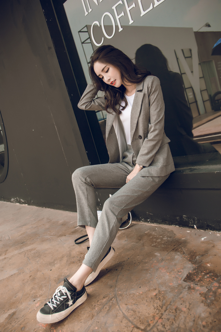 UP6011001 เสื้อชุดสูททำงานผู้หญิงเกาหลีกางเกงขายาว สีภาพ XS-XL UP6011001 ตัว