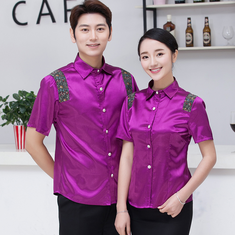 ชุดไนท์คลับบริกร overalls เสื้อแขนสั้น KTV ต้นแบบเครื่องแต่งกายร้านอาหารบาร์ดีเจสไตล์เสื้อกั๊ก เหลือง แดง ม่วง M-4XL F6212010 เสื้อตัวเดียว (เสื้อกั๊กขายแยก)