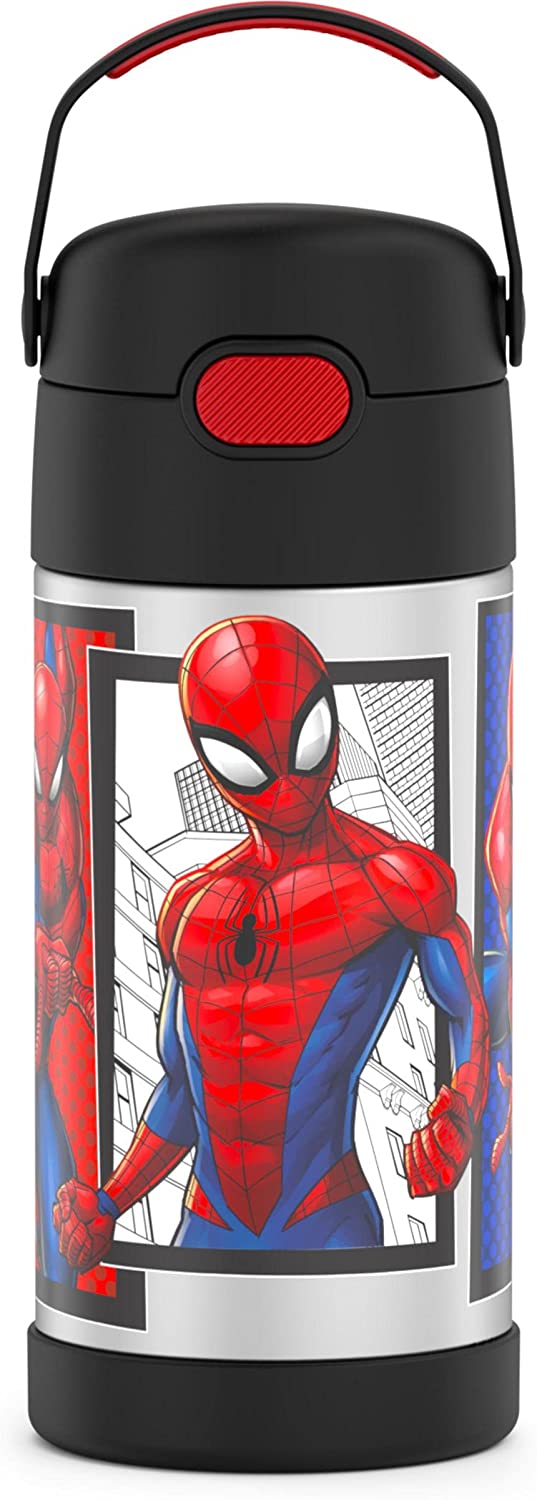 กระติกดูดน้ำแตนเลสหุ้มฉนวนสุญญากาศยี่ห้อ Thermos ของแท้ขนาด 12 ออนซ์ ลาย Spider-Man 2 ราคา 990 - บาท