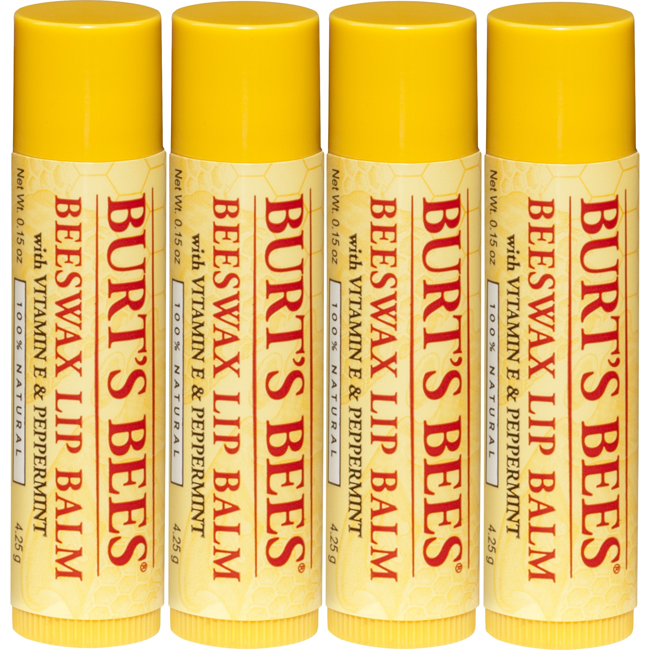 แพค4 แท่งสุดคุ้ม Burt’s Bees Lip Balm ราคา 450 บาท BEESWAX LIP BALM ผลิตภัณฑ์ที่มีชื่อเสียงที่สุดของเบิร์ตส์ บีส์
