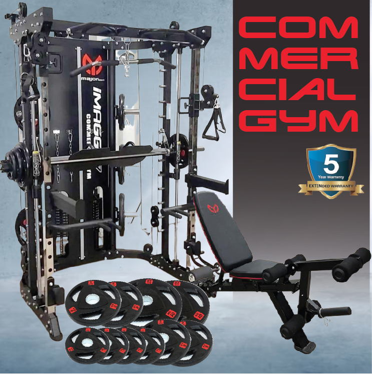 Smith Machine IMAGG 97 + ม้านั่ง819A + แผ่นน้ำหนัก50kg, สมิทแมชชีน