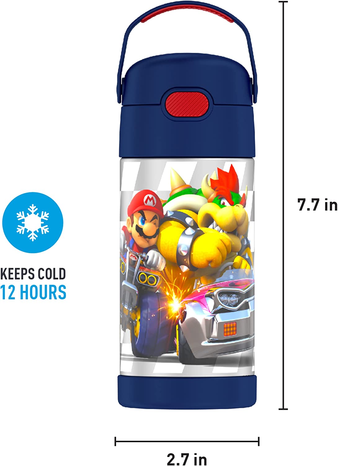 THERMOS FUNTAINER 12 Ounce Stainless Steel Vacuum Insulated Kids Straw Bottle, Super Mario Brothers ราคา 990 - บาท