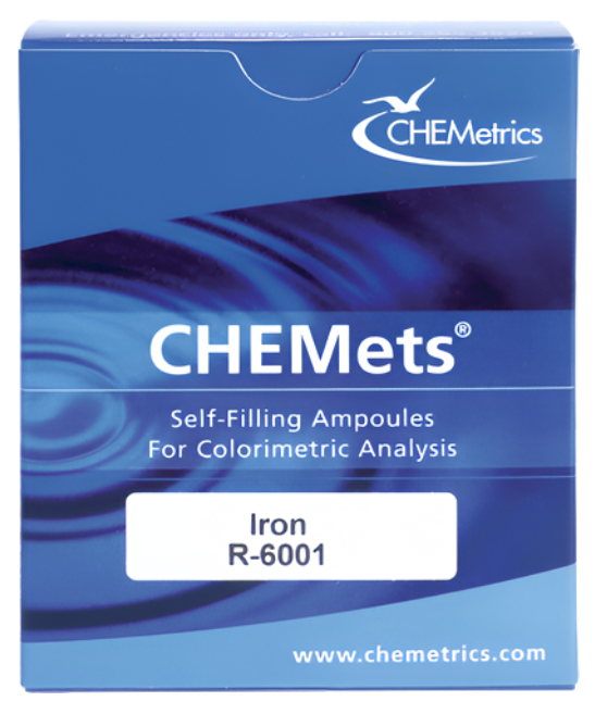 CHEMets รหัสสินค้าR-6001น้ำยาสำหรับทดสอบคุณภาพน้ำชนิดรีฟิล,Refill Kit Iron for Phenanthroline Method,Meas.range:0~0.20&1~20ppm.