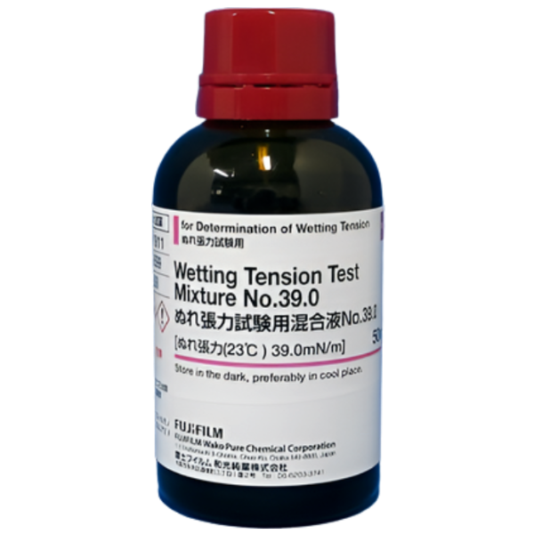FujiFilmWako รหัสสินค้า NO.39-231-01911 น้ำยาทดสอบแรงตึงผิว, Wetting Tension Test Mixture for Determination of Wetting Tension NO.39.0,WAKO Cat.no.231-01911,package:50mL
